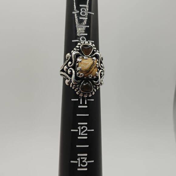 Carolyn Pollock Relios Yellow Jasper and Smoky Quartz Ring Sz 10 - Picture 9 of 9